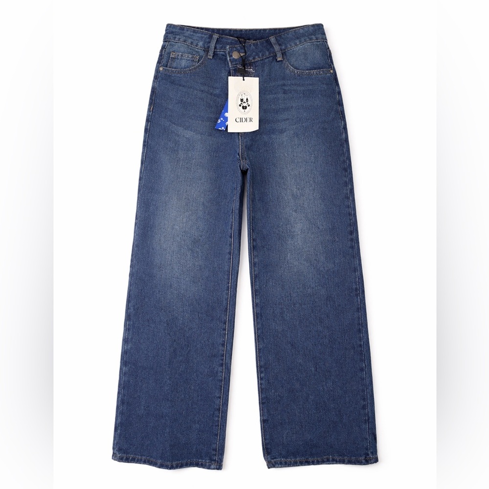 Cider NWT Wide Leg Jeans High Rise Dark Wash Y2K Baggy Denim- Small